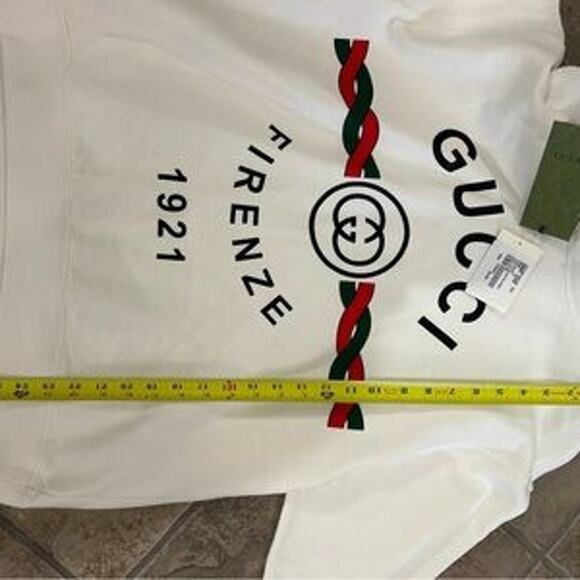 Men's Gucci FIRENZE 1921 cotton hoodie interlocking G/web stripe small/medium - Picture 8 of 16